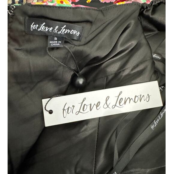 For Love and Lemons Jolie Floral Satin Puff Sleeve Ruched Mini Dress size S - Picture 6 of 8